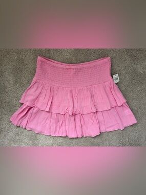 Love Tree Pink Tiered Ruffle Mini Skirt